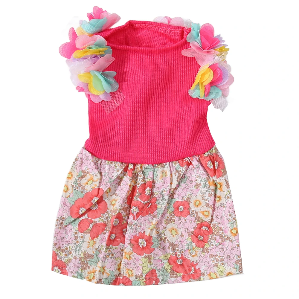 Cute Dog Dress Lightweight Breathable Floral Doggie Princess Dress for Puppy Cats Rosy Red M