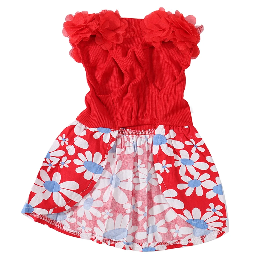 Dog Dress Soft Breathable Lightweight Cute Stylish Summer Clothes Floral Puppy Dress for Daily Party Red S