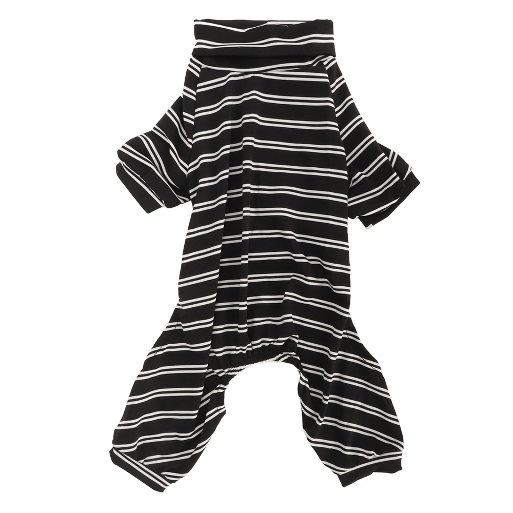 Dog Striped Pajamas Classic Black White Stripe Lightweight Full Coverage Dog Pajamas for Puppy L