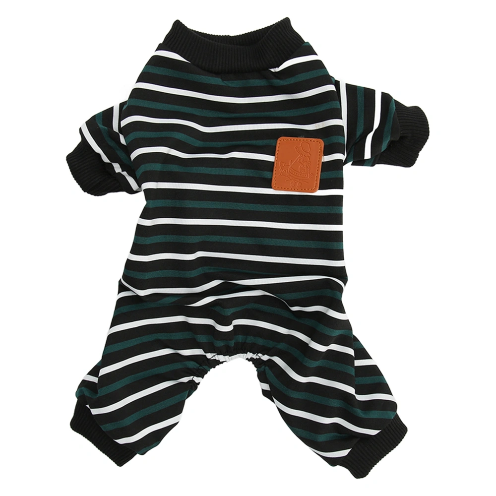 Striped Dog Pajamas Fashionable Cute Warm Comfortable Stretchy Dog Jumpsuit for Dogs Puppies Cats Pets L