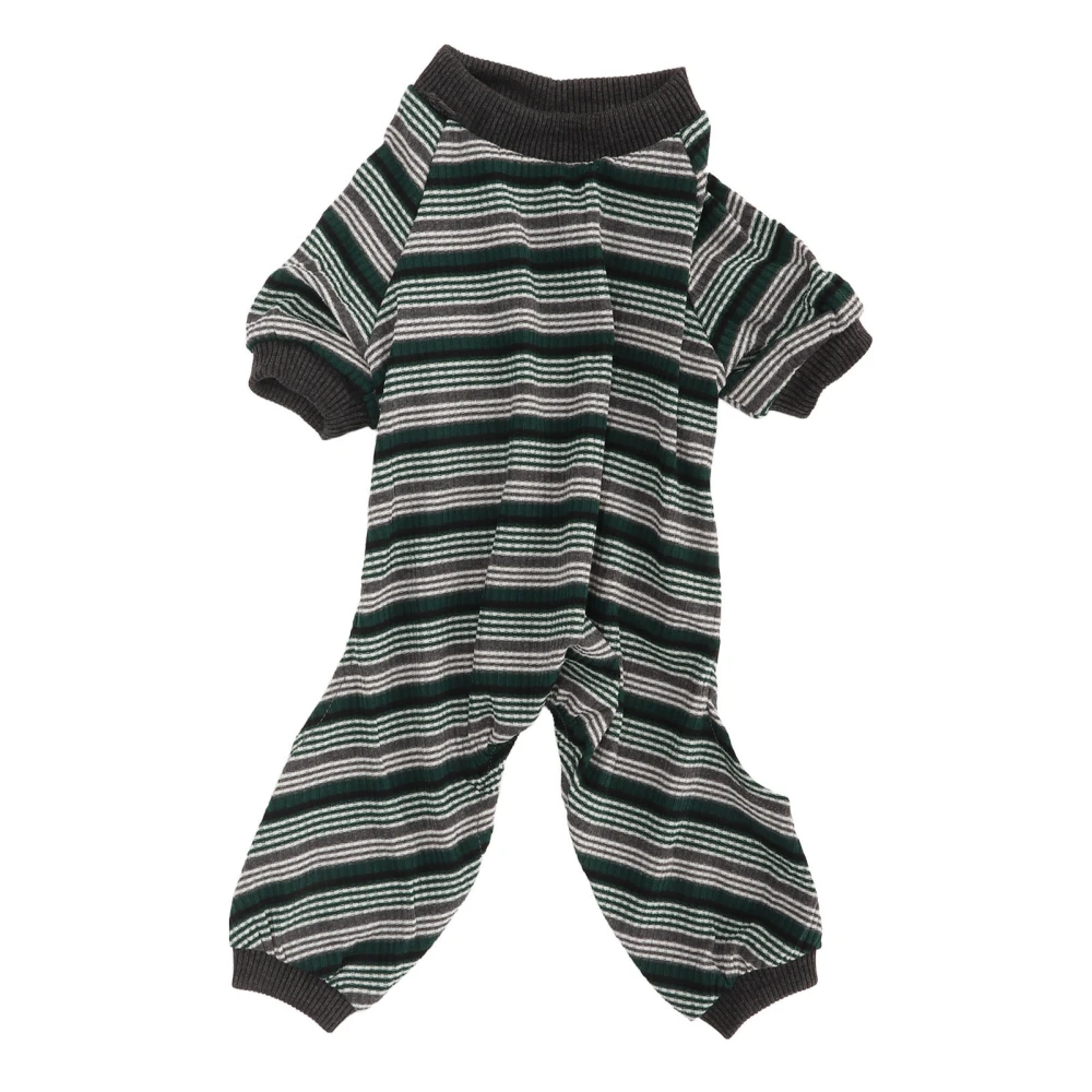 Striped Dog Pajamas Soft Elastic Spring Summer Onesie Puppy Pajamas for Photo Shoots Parties Green XS