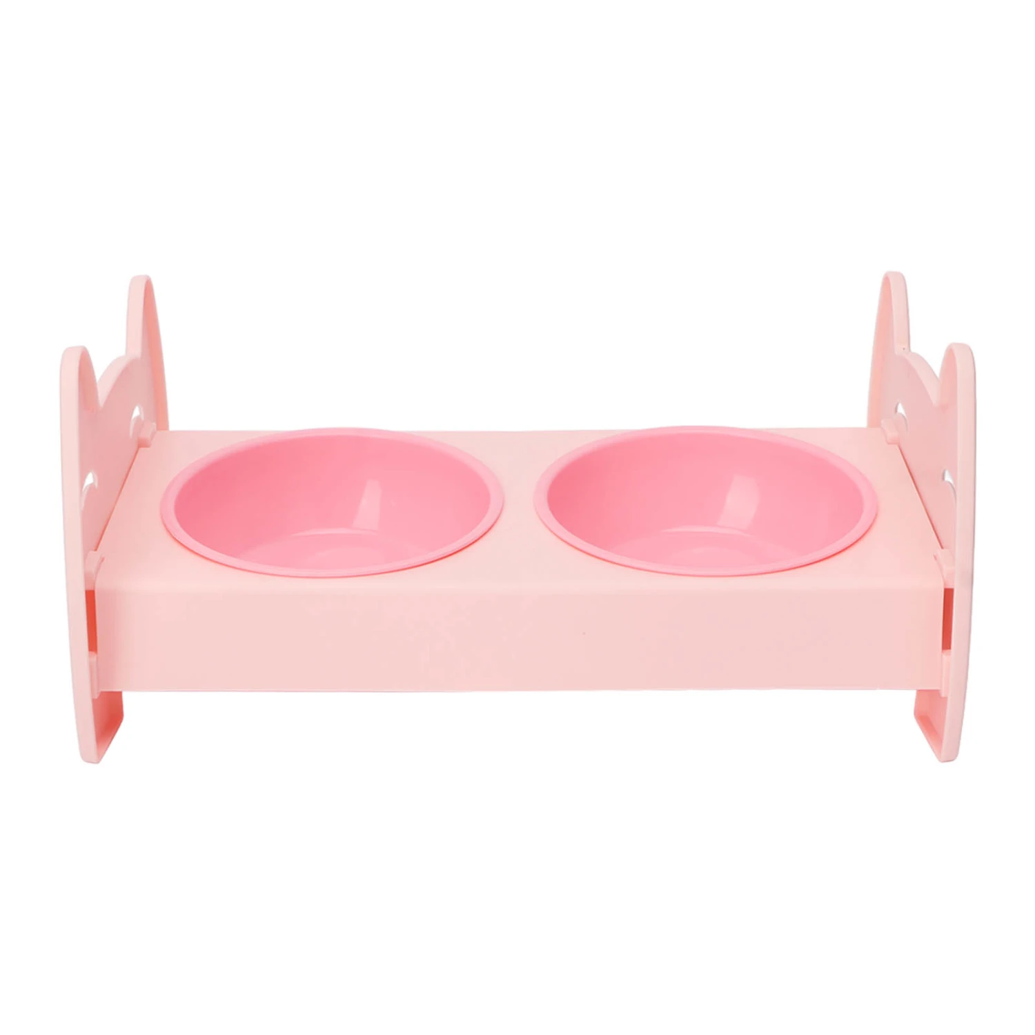 Dual Pet Food Bowl Food Grade Spill Proof Large Capacity Double Dog Cat Bowl for Small Medium Dogs Cats Pink
