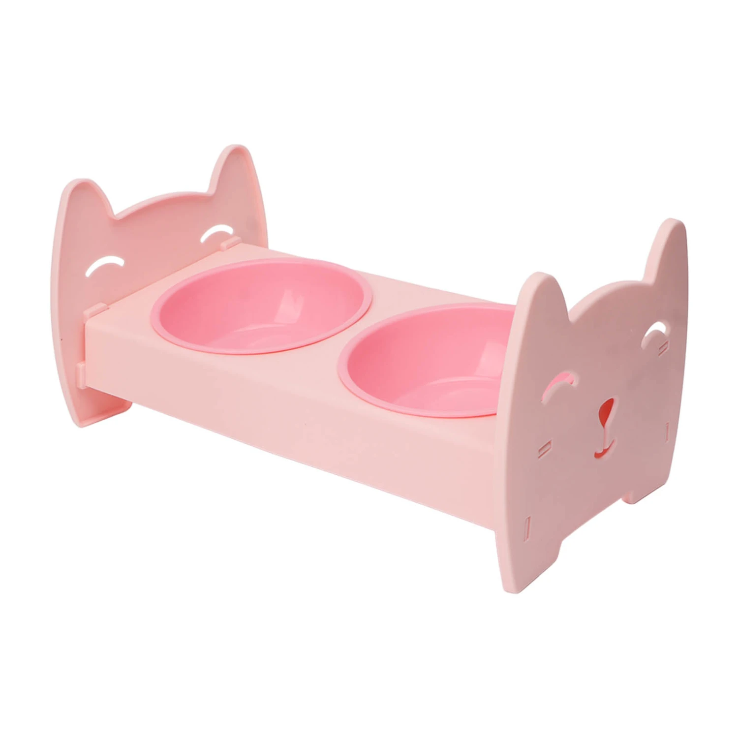 Dual Pet Food Bowl Food Grade Spill Proof Large Capacity Double Dog Cat Bowl for Small Medium Dogs Cats Pink