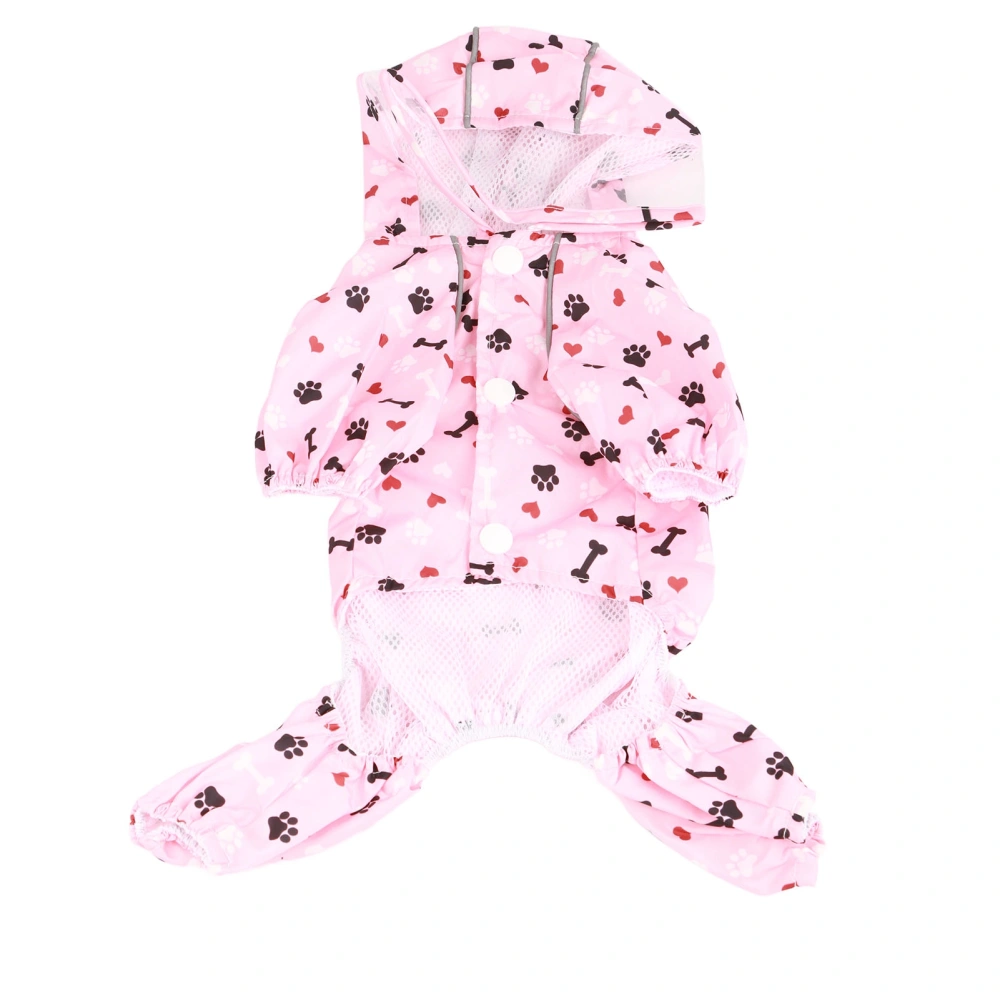 Reflective Puppy Raincoat Jacket Waterproof Breathable Cute Pattern Pet Dog Hooded Rain Coat with D Ring XS