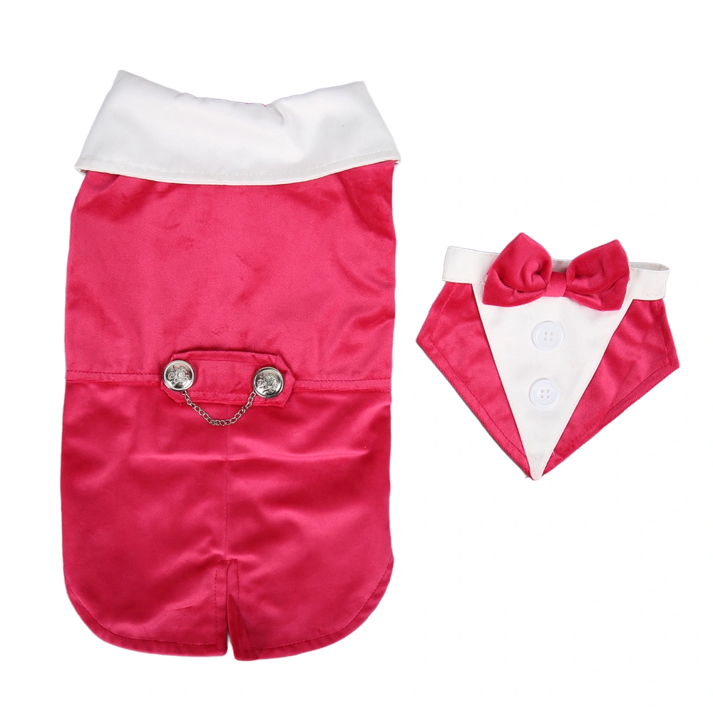 Dog Suit Soft Hook and Loop Closure Stylish Pet Formal Clothes with Bow Tie for Wedding Party Daily Rose Red XS