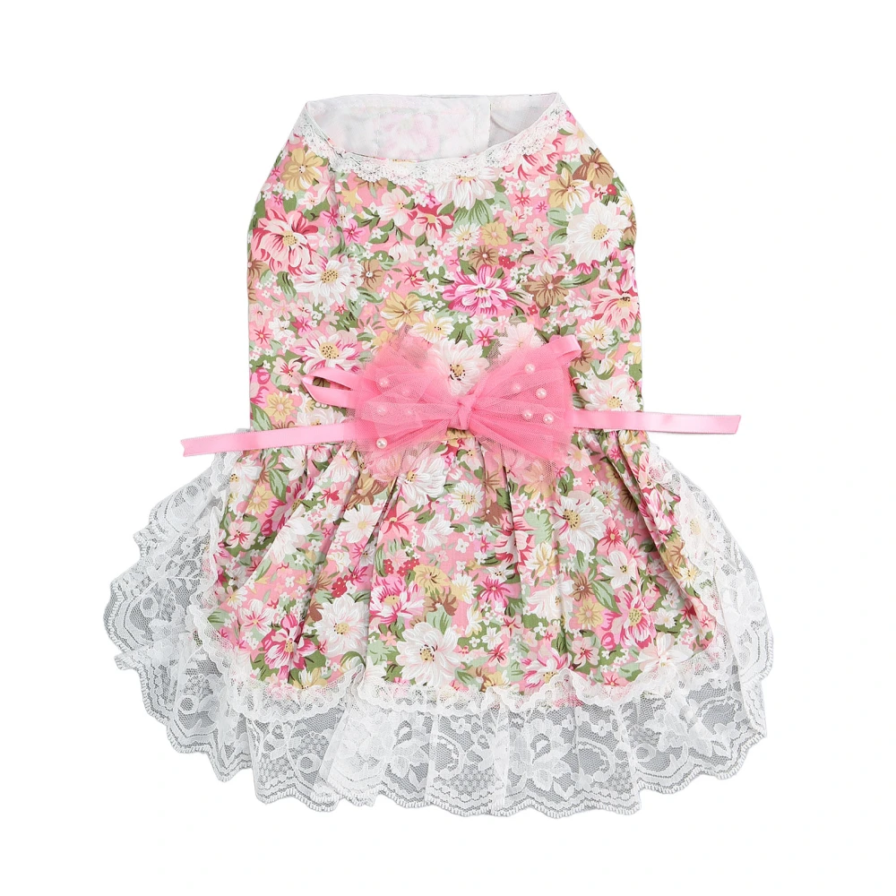 Dog Dress Soft Breathable Cute Stylish Floral Puppy Dress with Bowknot for Daily Wedding Birthday Party Pink XL