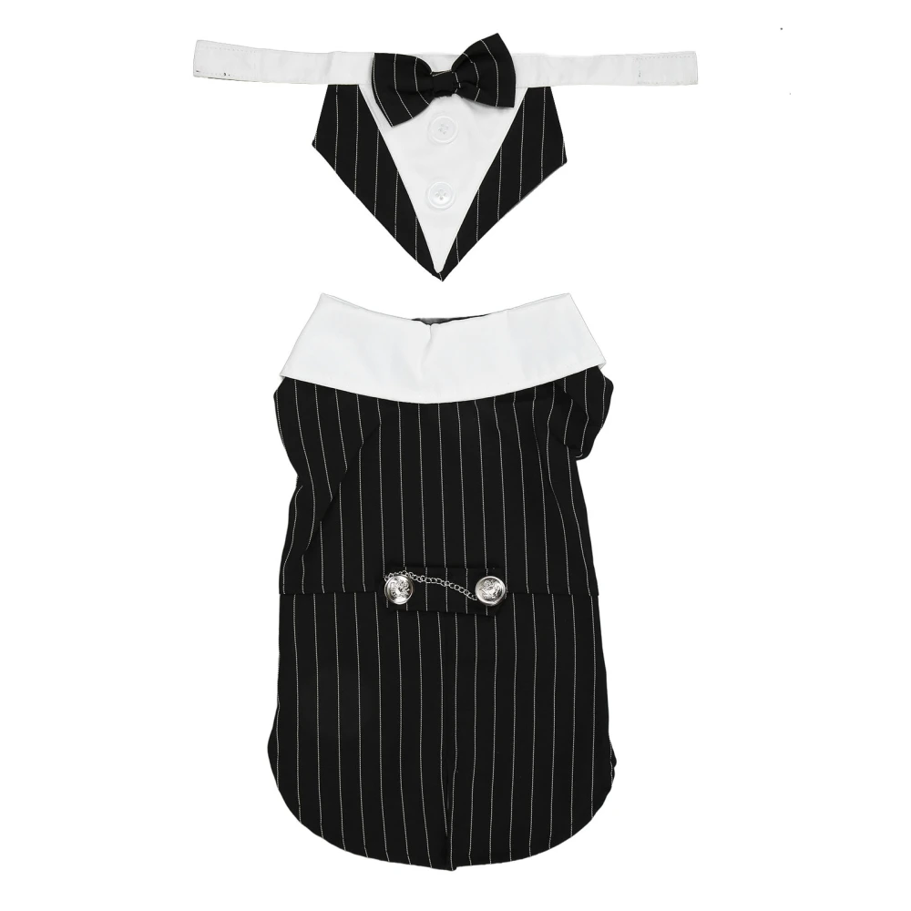 Pet Wedding Suit Stylish Classic Vertical Stripe Dog Formal Tuxedo Suit for Wedding Halloween Birthday Party XS