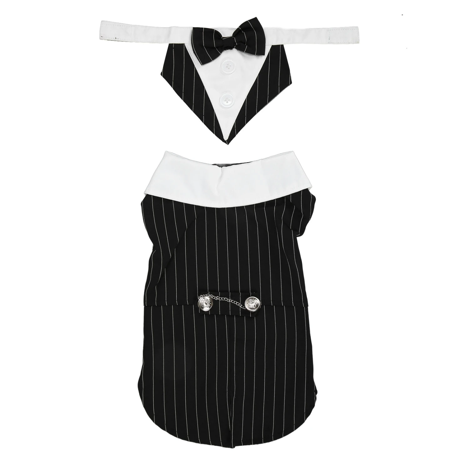 Pet Wedding Suit Stylish Classic Vertical Stripe Dog Formal Tuxedo Suit for Wedding Halloween Birthday Party M