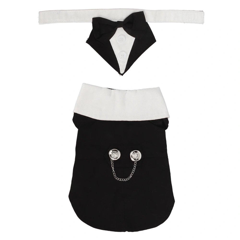 Dog Suit Soft Breathable Fashionable Bow Tie Puppy Costume for Wedding Birthday Party Black S