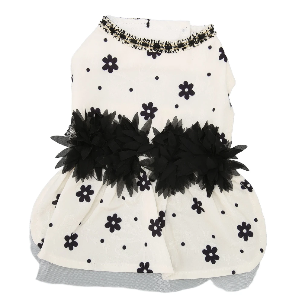 Buyweek Pet Dog Dress Soft Comfortable Breathable Black Floral Pet Princess Dress for Small Pets Beige L