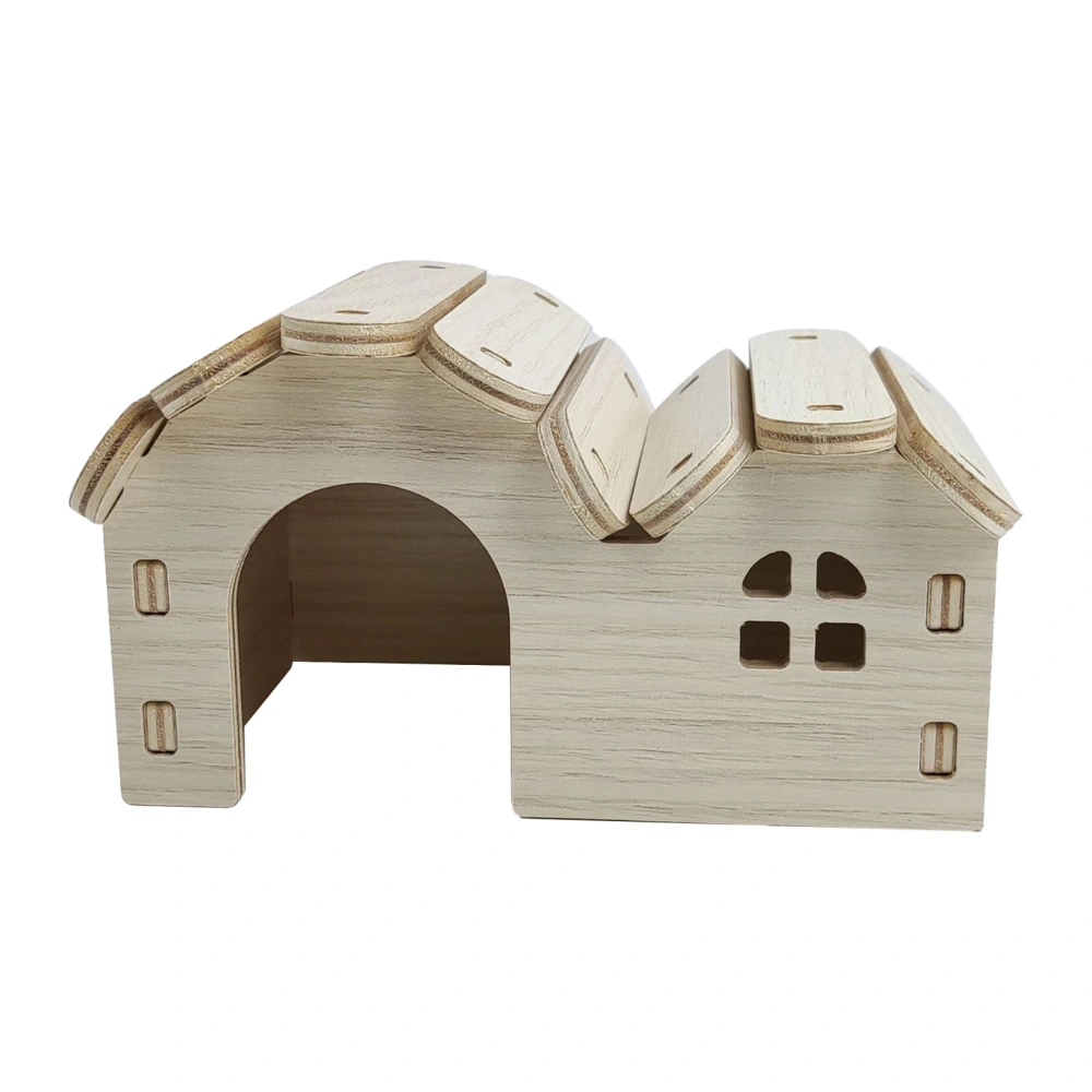 Wooden Hamster House Toy Bite Resistant Hamster Hideout House for Hamster Accessories Double Top Sleeping Nest, S, 15x10x5cm / 5.9x3.9x2.0in