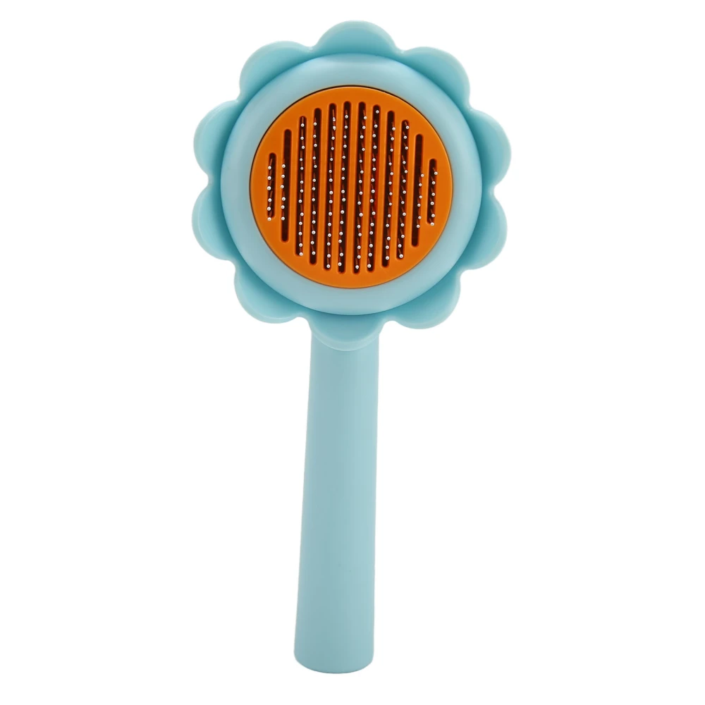 Slicker Dog Brush Flower Shape Stainless Steel Self Cleaning Massage Pet Shedding Grooming Brush for Dogs Puppy Blue