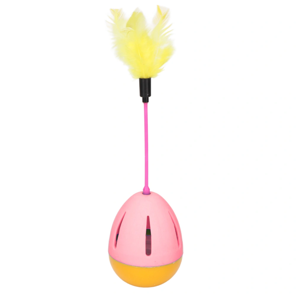 Feather Cat Toy Bright Colors 360 Degree Rotation Built in Bell Interactive Kitten Toys Pink and Yellow