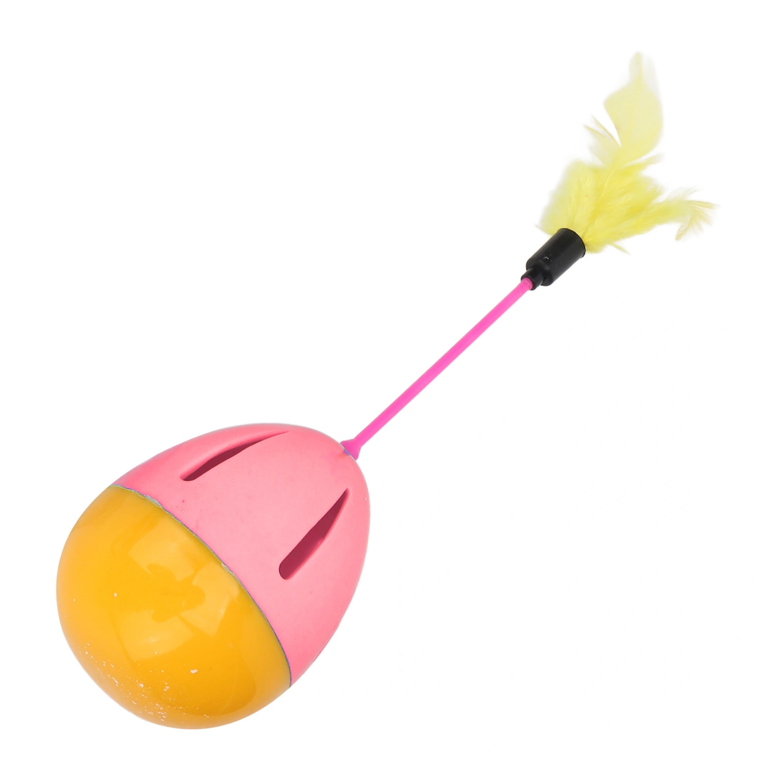 Feather Cat Toy Bright Colors 360 Degree Rotation Built in Bell Interactive Kitten Toys Pink and Yellow