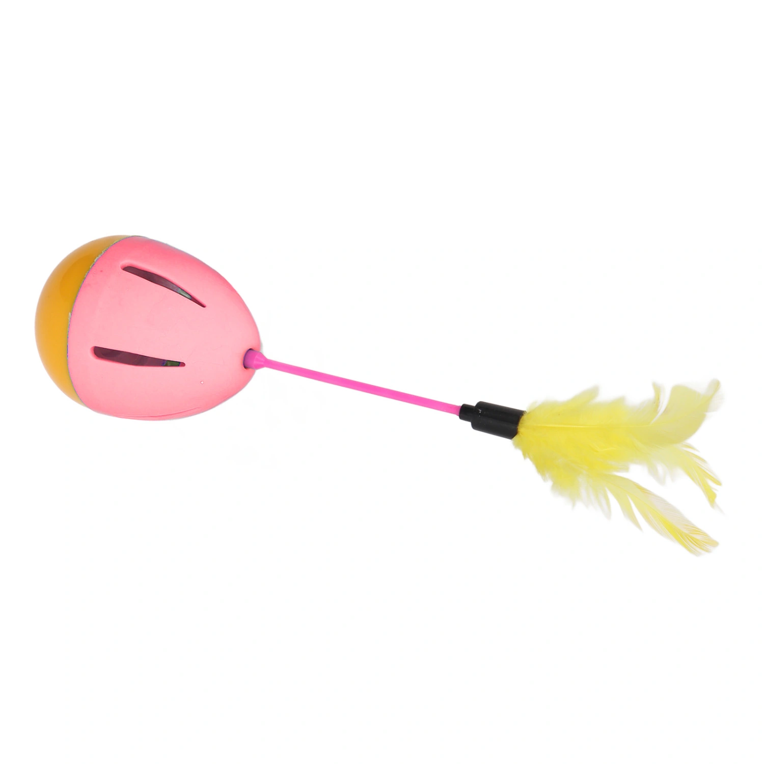 Feather Cat Toy Bright Colors 360 Degree Rotation Built in Bell Interactive Kitten Toys Pink and Yellow