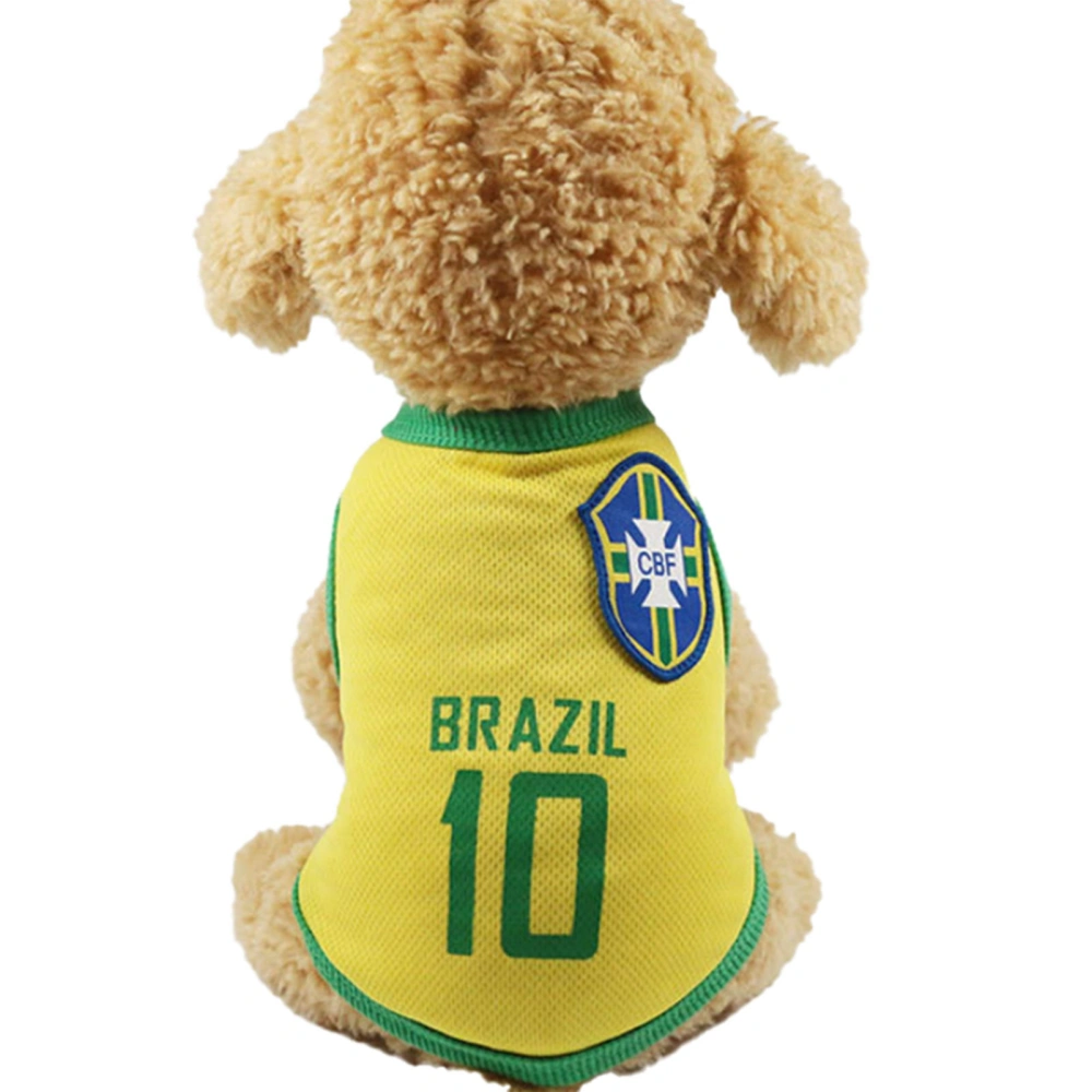 Dog World Cup T Shirt Vivid Cute Mesh Soft Breathable Dog Summer Vest for Dogs Puppy Yellow 10 Brazil XL