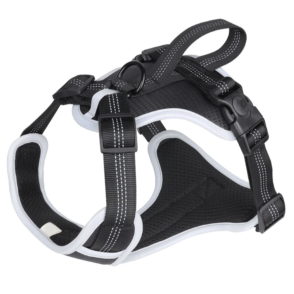 Pet Dog Harness Triangle Fixed Ergonomic Grip Reflective Adjustable Breathable Dog Chest Harness for Outdoor Walking Black M, Suitable for 6‑15.5kg/13.2‑34.2lb Pets