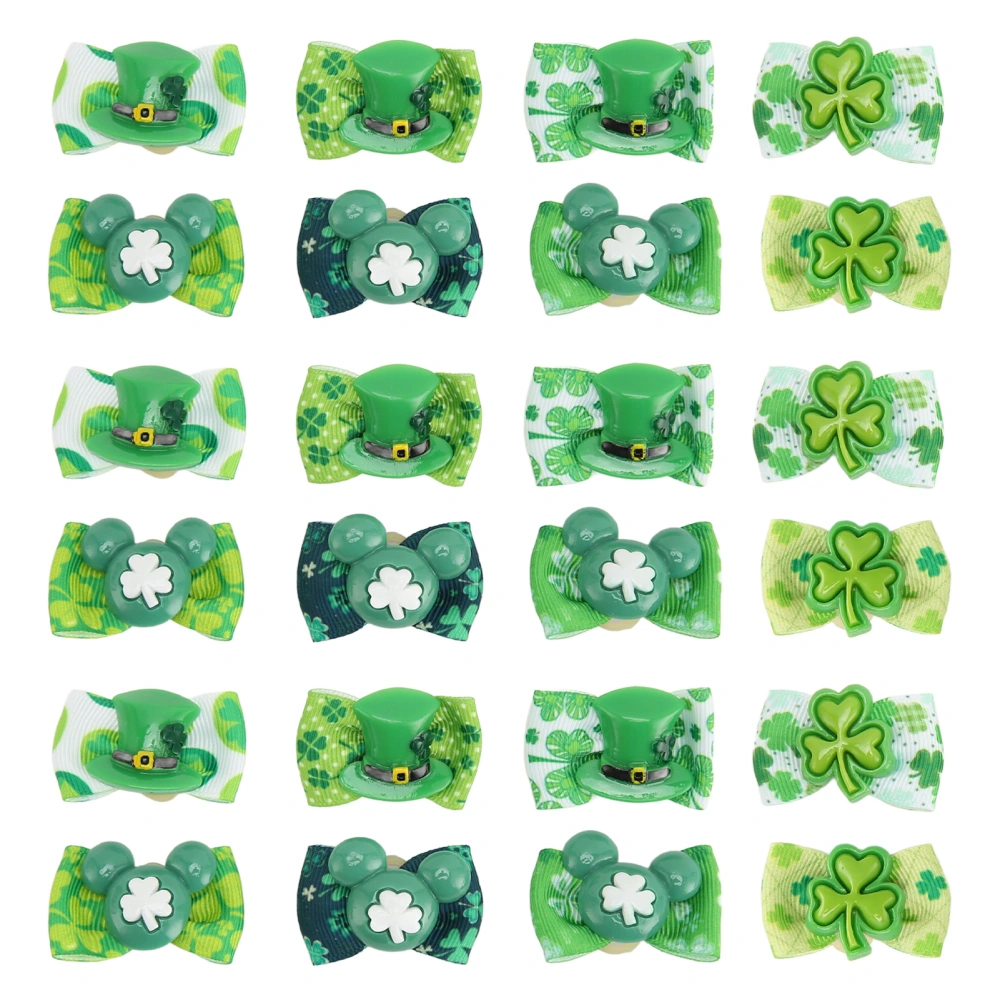 24PCS Clovers Dog Bows Lightweight Exquisite Puppy Hair Bows for Dog Hair Grooming Accessories