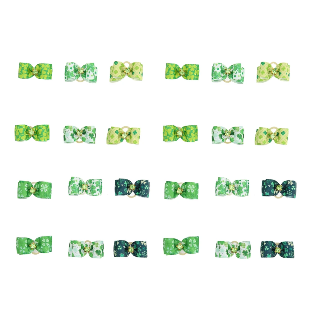 24Pcs Cute Dog Hair Bows Clover Dog Hair Clips Pet Headdress for Large Medium and Small Pets Color Random