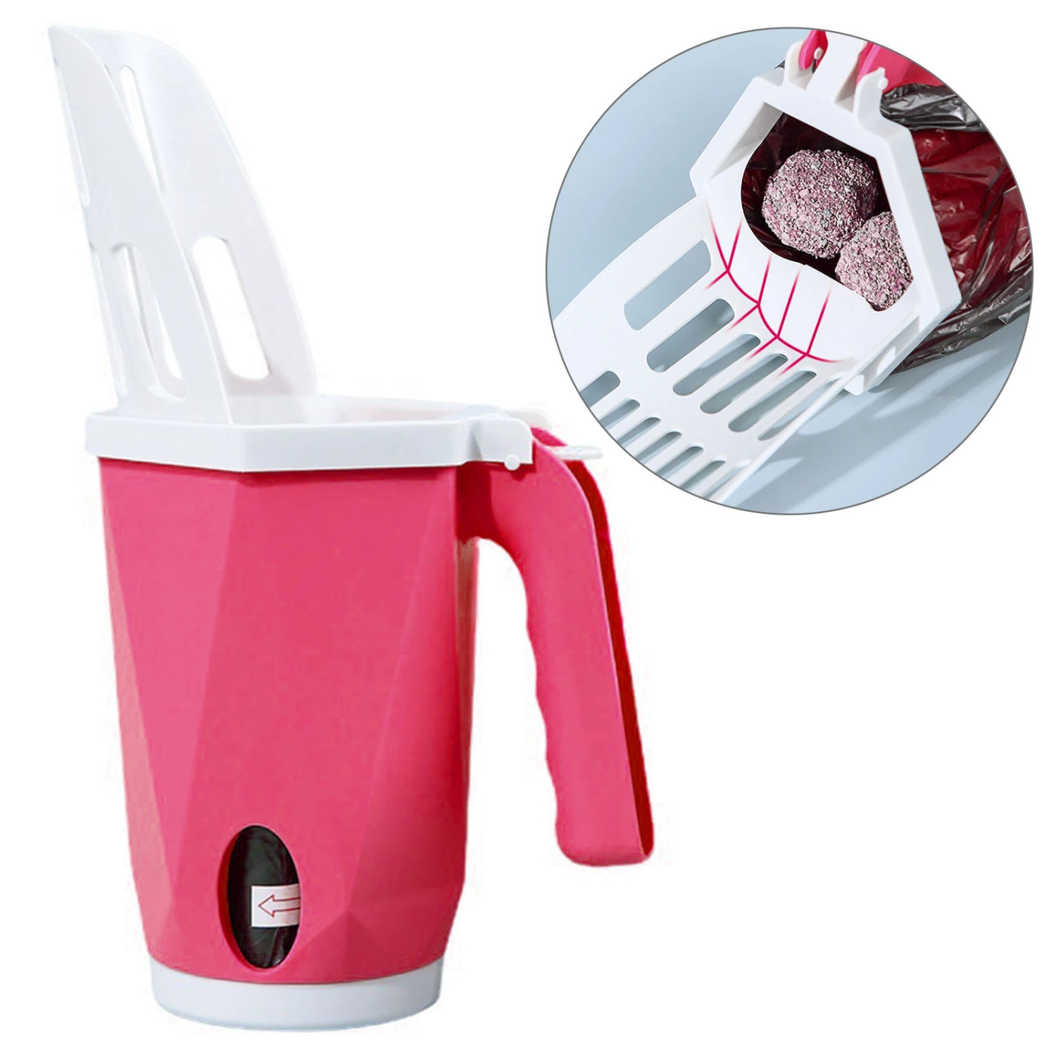 Cat Litter Shovel Detachable Portable Large Capacity Integrated Litter Scooper with Litter Box for Cats Kitten Red
