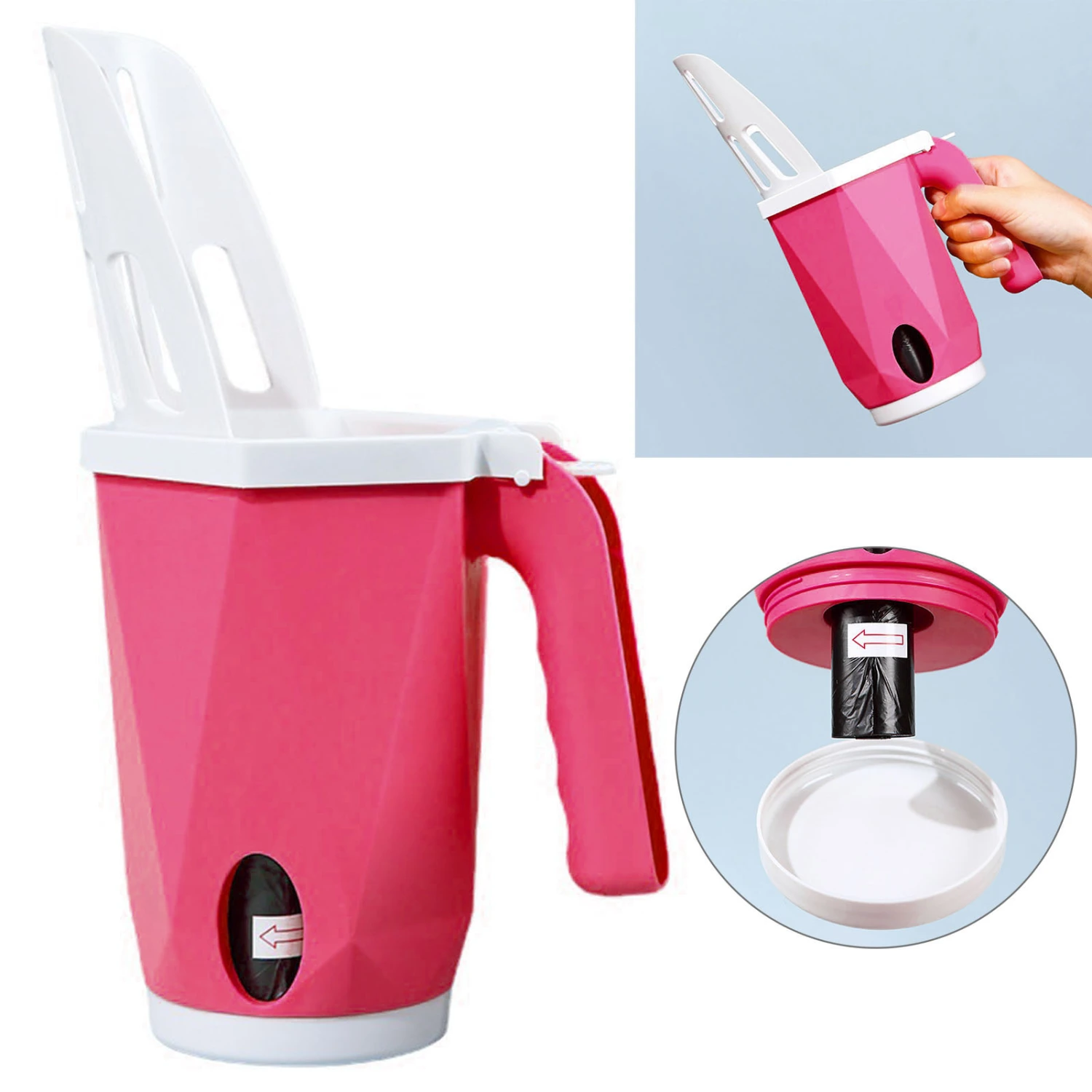 Cat Litter Shovel Detachable Portable Large Capacity Integrated Litter Scooper with Litter Box for Cats Kitten Red