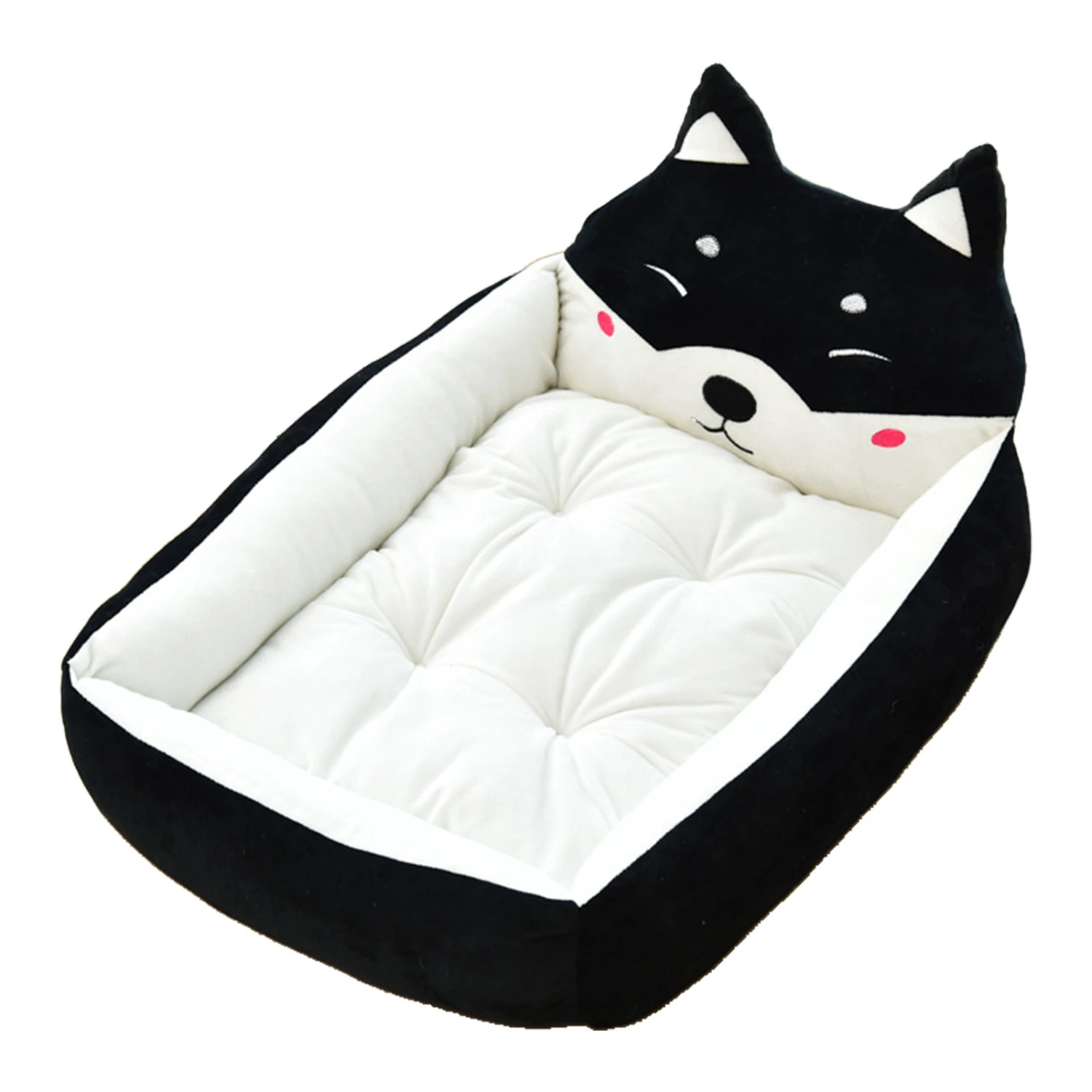 Cartoon Dog Bed Winter Warm Cute Washable All Seasons Pet Kennel Bed for Dogs Cats Pets Black Akita Approx. 50cm/19.7in (Pets Less Than 2.5kg/5.5lb)