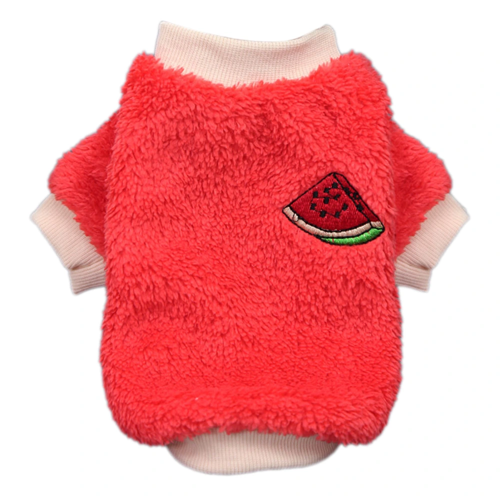 Puppy Plush Clothes Warm Comfortable Skin Friendly Elastic Round Neck 2 Legged Dog Plush Outfits for Pet Supplies Red Watermelon M