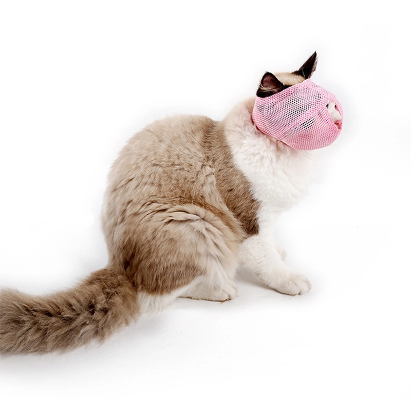 Cat Muzzles Multipurpose Adjustable Bite Resistance Breathable Mesh Cat Mouth Cover for Cats Kittens Pink