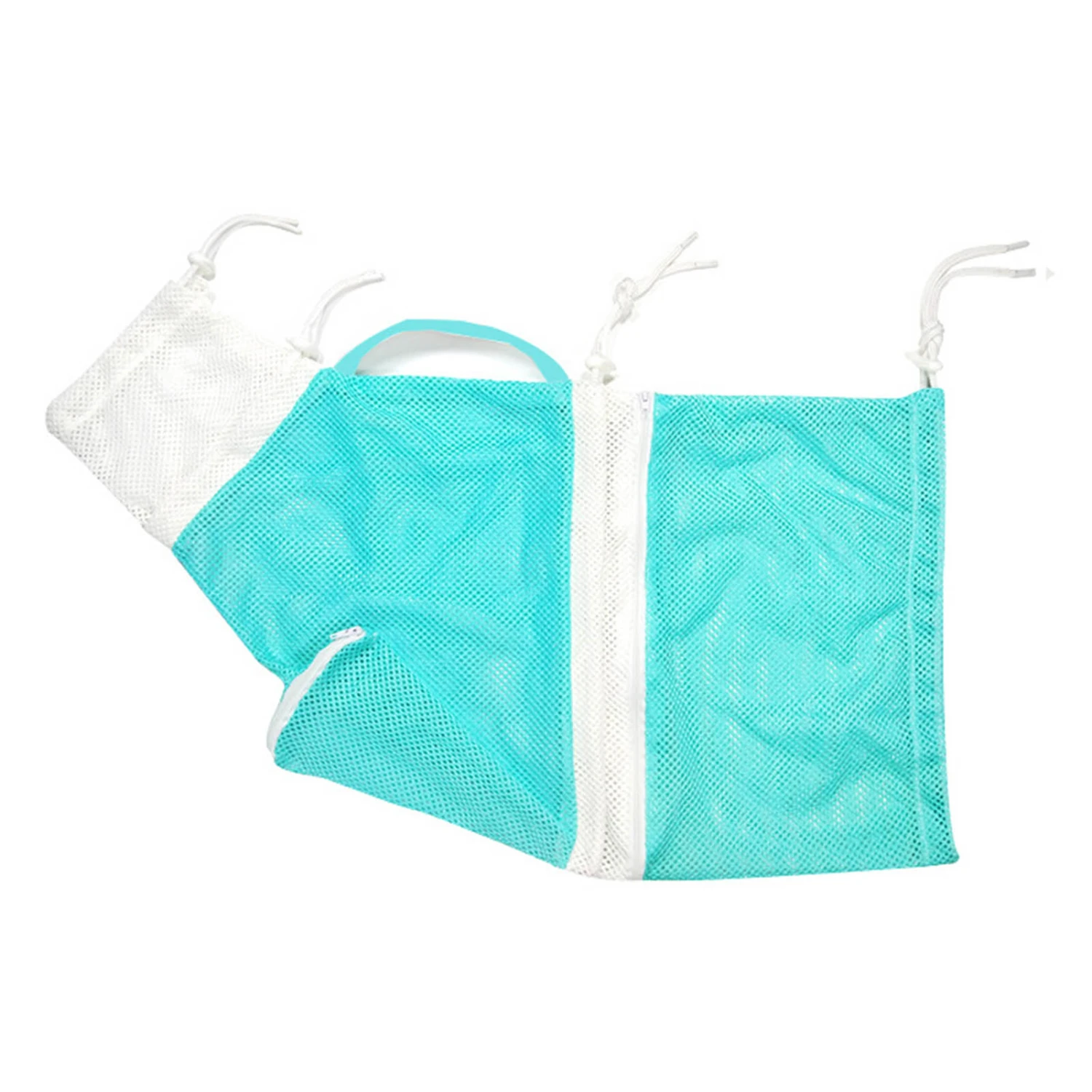 Cat Bathing Bag Breathable Adjustable Cat Shower Mesh Grooming Bag with Handle for Bathing Injection Nail Trimming Green and White