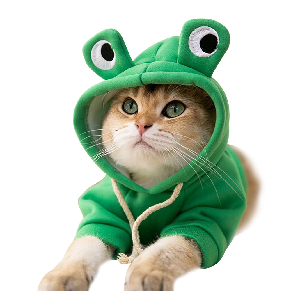 Cat Hoodies Stylish Cute Animal Autumn Winter Warm Cat Adorable Costume for Cats Kittens Puppies Big Eyed Frog in Costume M (Recommended Weight 2.5‑4kg/5.5‑8.8lb)