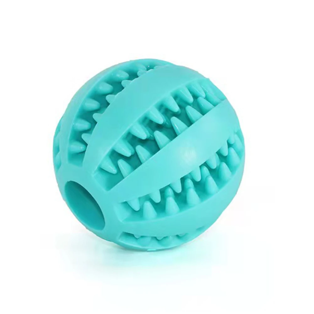 Dog Treat Toy Ball Teeth Cleaning Food Dispensing Interactive Silicone Dog Chew Toys Ball for Pets Light Blue Light Blue