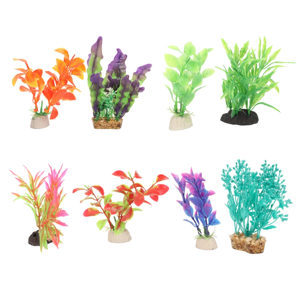 Aquarium Artificial Plants Set Lifelike Fish Tank Aquatic Plants Set with Resin Base for Aquarium Decoration