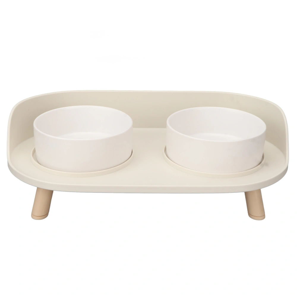 Ceramics Cat Raised Bowls Prevent Spill Cervical Spine Protection Double Food Water Elevated Bowls for Cat Supplies White