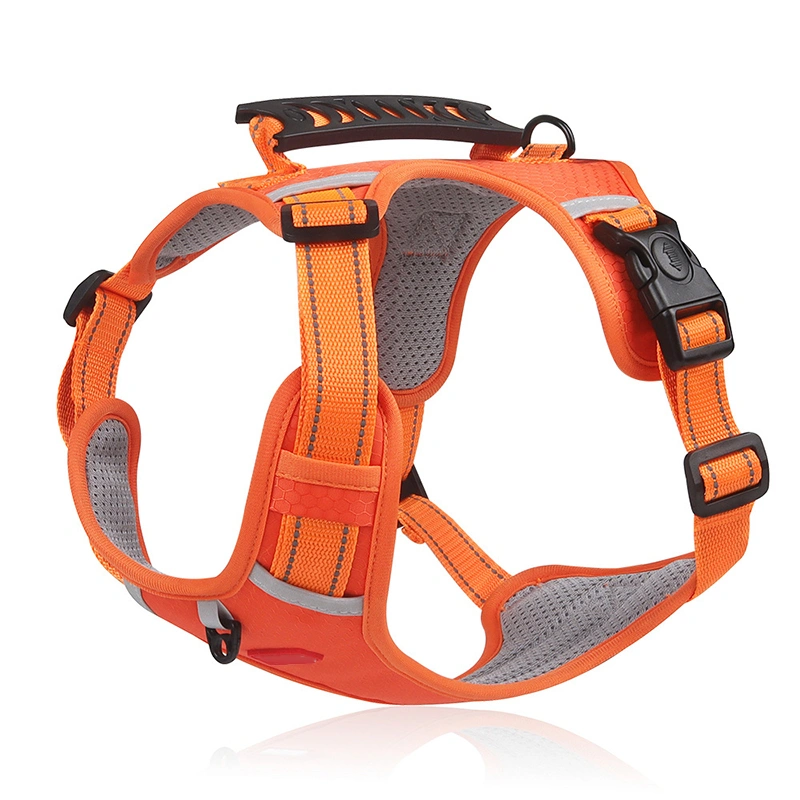 Pet Harness Leash Reflective Adjustable Breathable Safe Dog Walking Vest Belt for Travel Outdoor Orange M