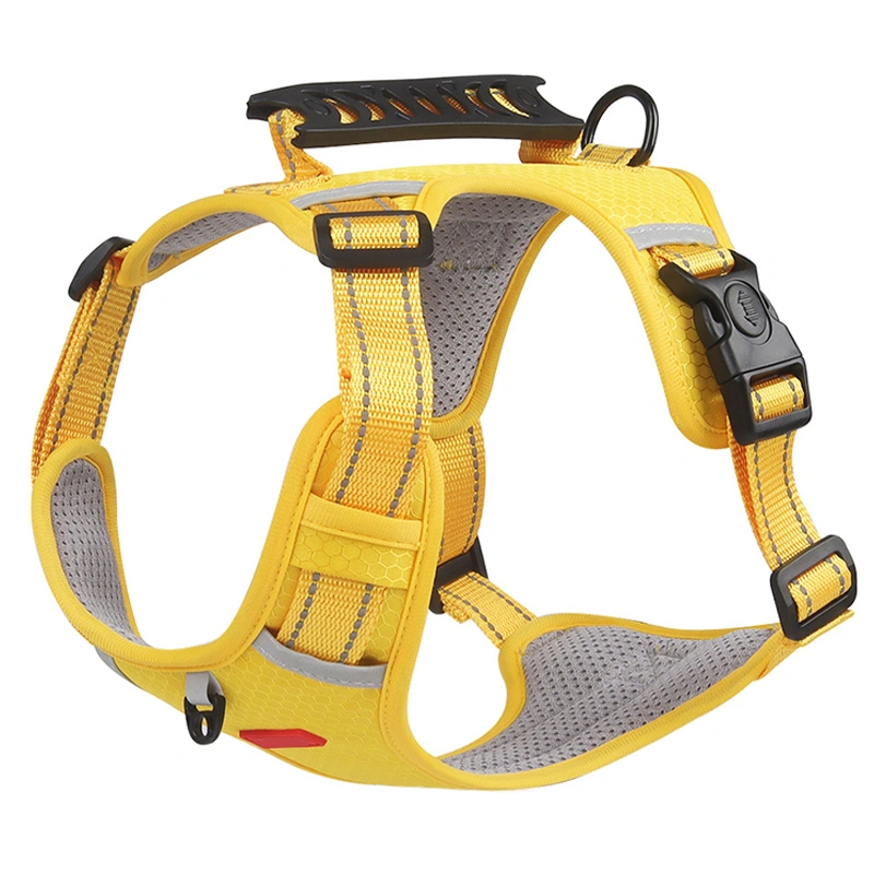 Dog Harness and Leash Safe Explosion Proof Reflective Double Protection Dog Training Harness Set with Pet Tag Yellow Yellow L