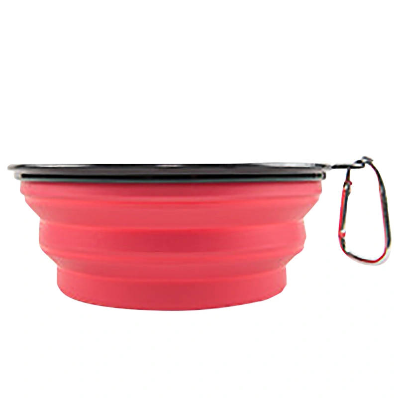 Buyweek Collapsible Dog Bowls Silicone Portable Travel Water Food Bowls with Carabiner Clip for Traveling Hiking Walking Red