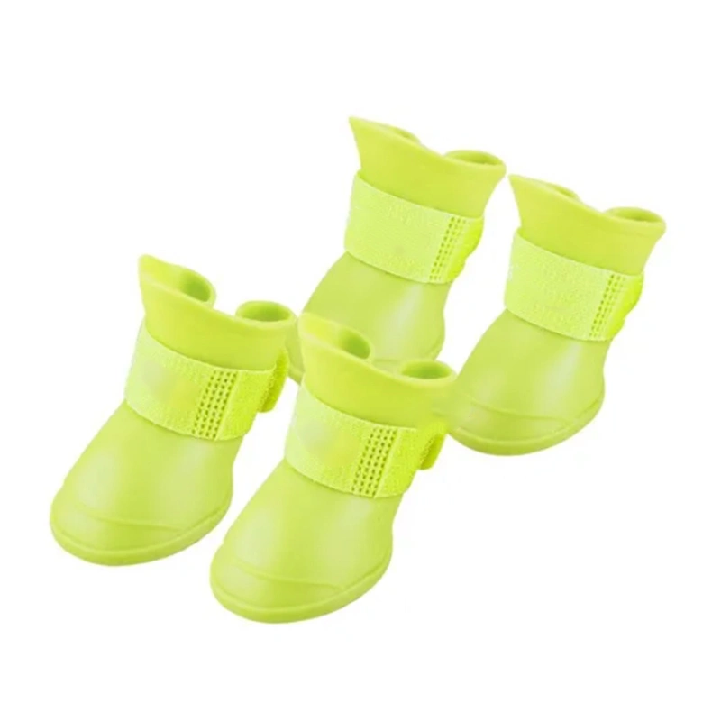 Dog Silicone Boot Waterproof Skidproof Soft Dog Silicone Rainshoes for Dogs Puppy Yellow M