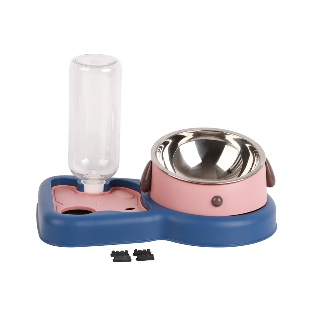 Pet Food Water Bowl Cartoon Stainless Steel Spill Proof 2 in 1 Automatic Cat Food Bowls for Cats Dogs Pets 500ml Pink Puppy 500ml