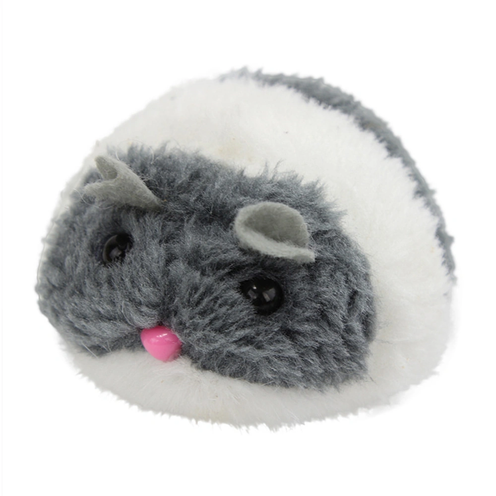 Buyweek Clockwork Wind Funny Mouse Soft Plush Bite Resistant Interactive Automatic Robotic Mice Toy Light Gray