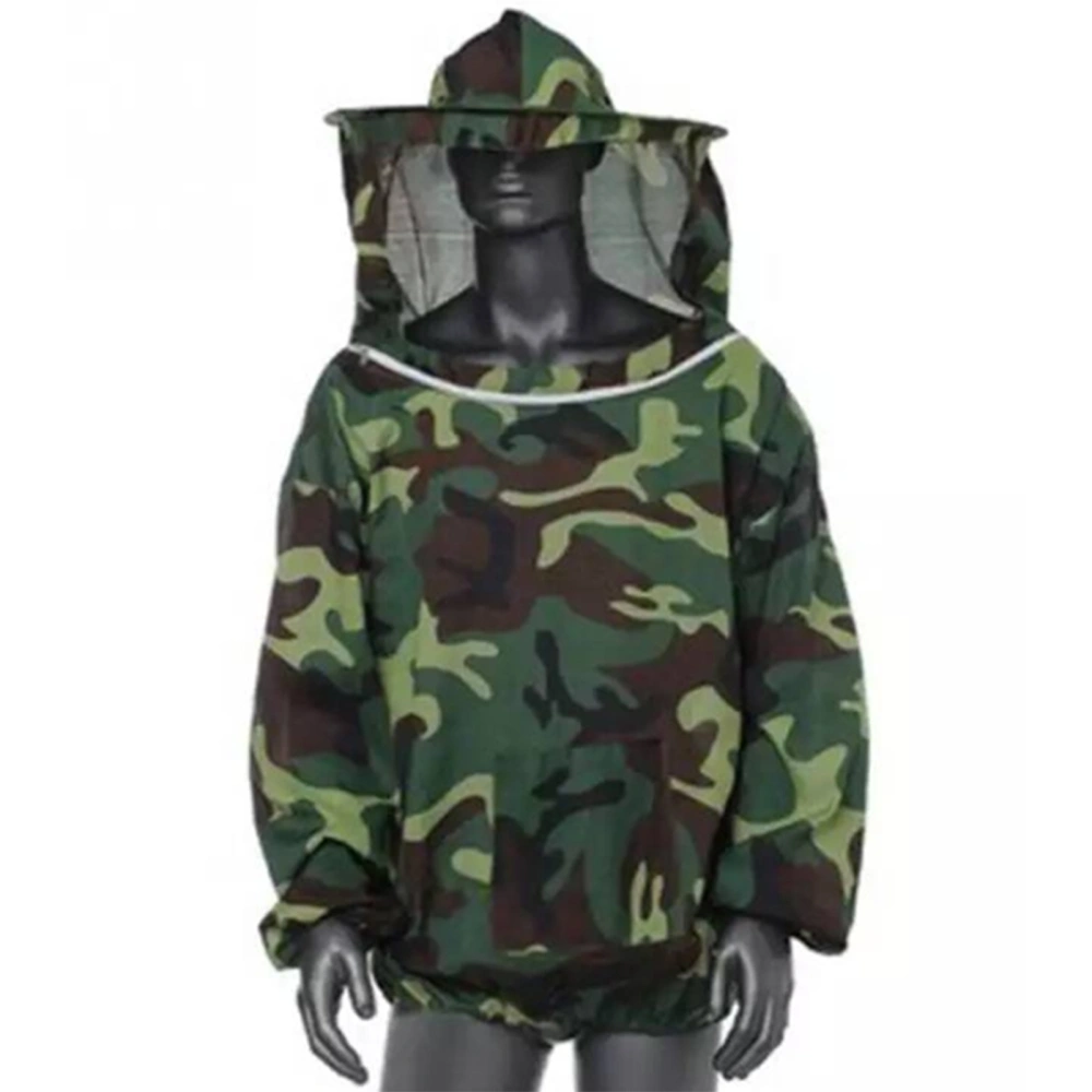 Beekeeping Jacket Professional Total Protection Ventilated Beekeeping Protective Jacket with Veil Hood Camouflage Green