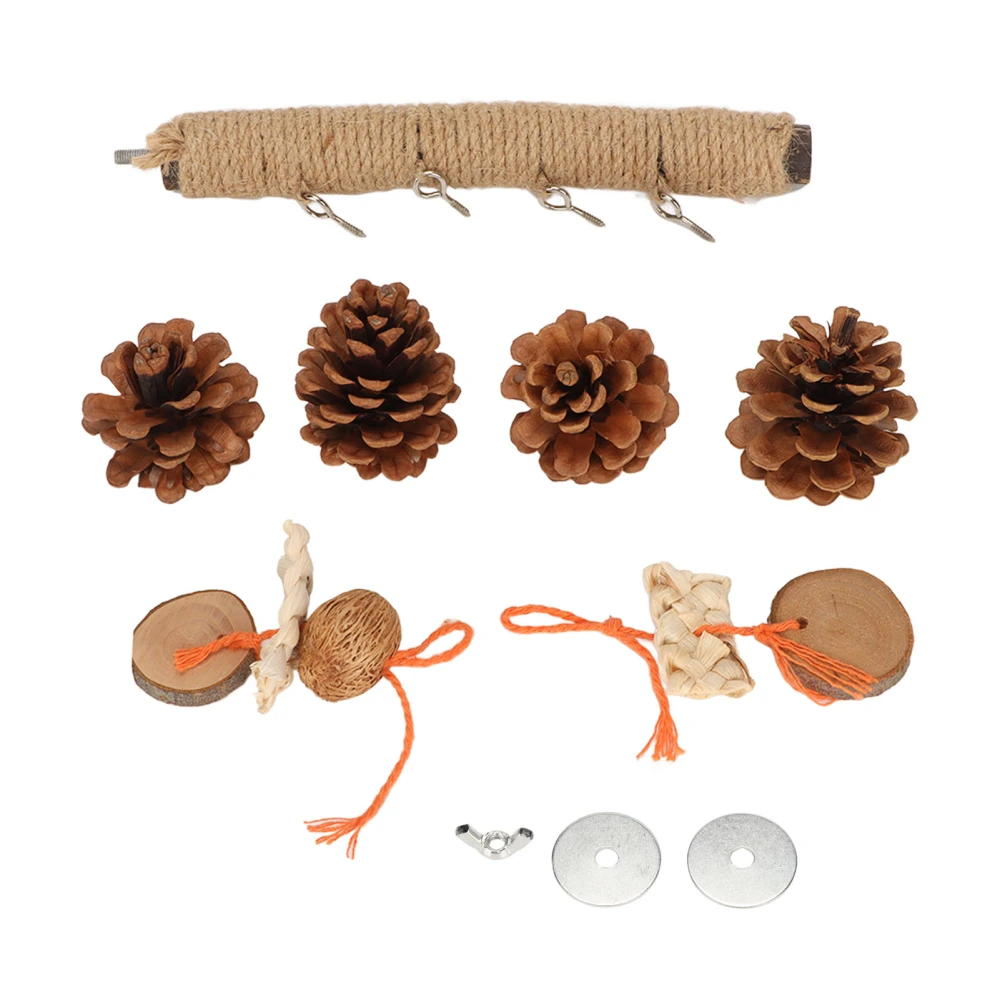 Parrot Pine Cones Stand Toy Rattan Balls Hemp Rope Weaving Wood Parrot Perch for Small Birds Budgies Cockatiels S