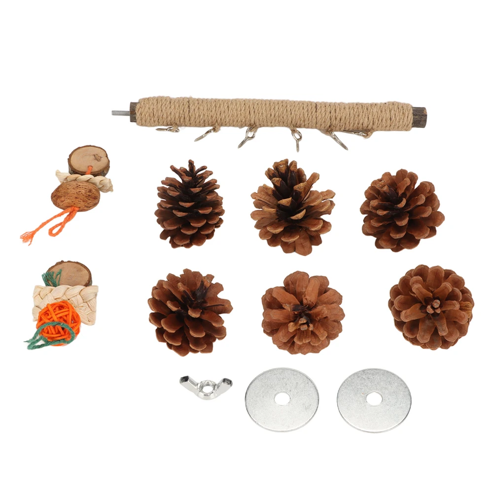 Parrot Pine Cones Stand Toy Rattan Balls Hemp Rope Weaving Wood Parrot Perch for Small Birds Budgies Cockatiels L