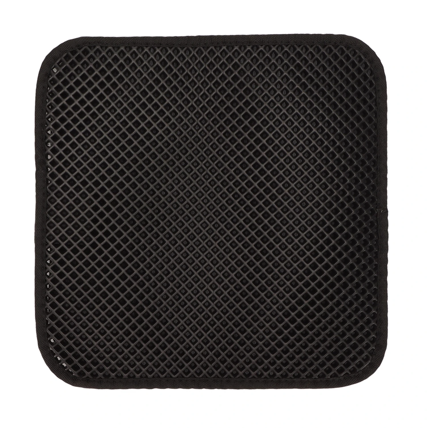 Cat Litter Pad Prevent Slip Waterproof Bottom Double Layer EVA Litter Trapping Mat for Kitten 30x30cm Black