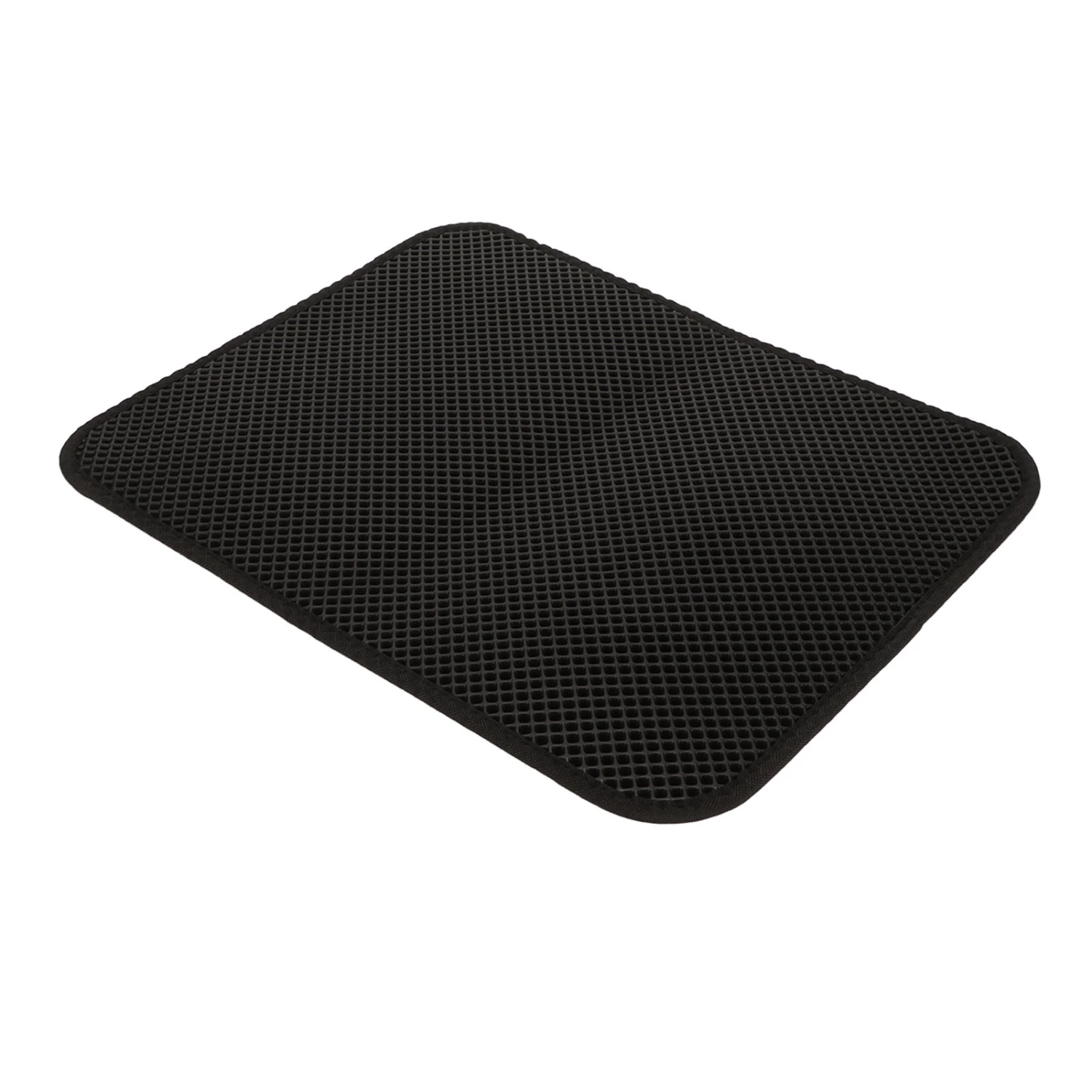 Cat Litter Pad Prevent Slip Waterproof Bottom Double Layer EVA Litter Trapping Mat for Kitten 50x40cm Black