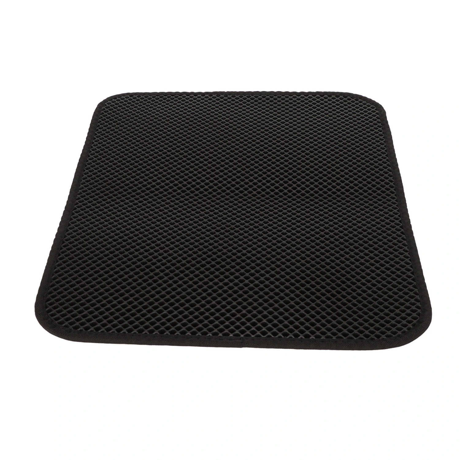 Cat Litter Pad Prevent Slip Waterproof Bottom Double Layer EVA Litter Trapping Mat for Kitten 50x40cm Black