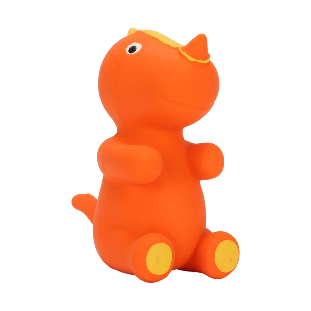 Latex Squeaky Dinosaur Dog Toy Cute Cartoon Palatable Bite Resistant Relieve Anxiety Interactive Squeaky Animal Dog Toy Orange Ceratopsian