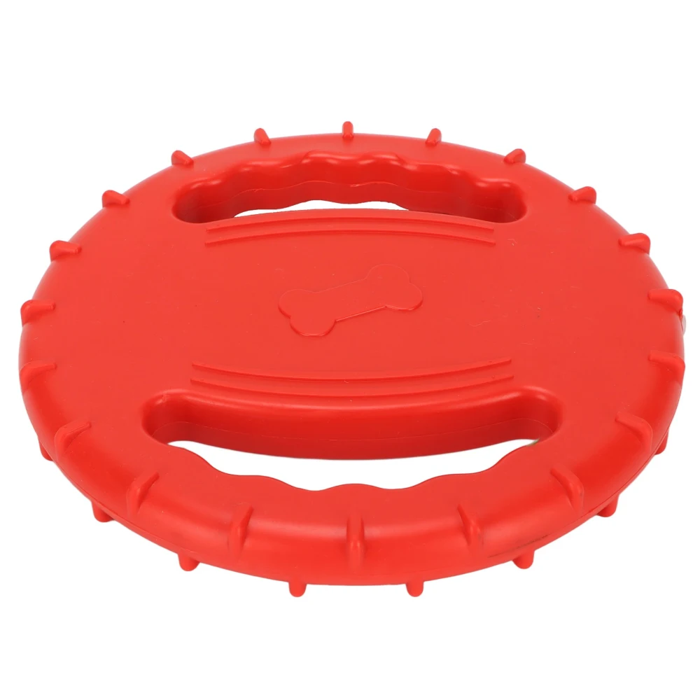 Dog Flying Disc Toy Flexible TPR Squeaky Stress Relief 2 Sides Hollow Design Pet Training Flying Disc for Large Dogs Red