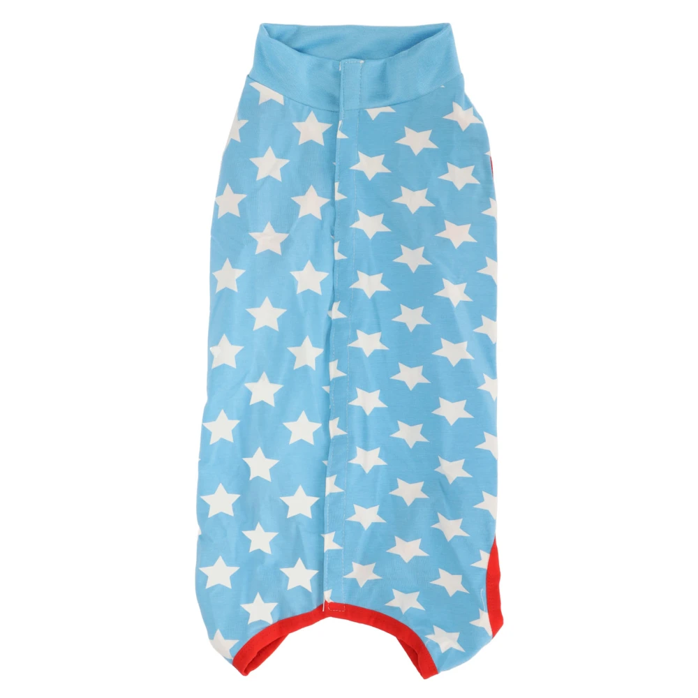 Dog Recovery Suit Blue Stars Pattern Prevents Licking Cotton Pet Surgical Bodysuit for Postoperative Recovery M