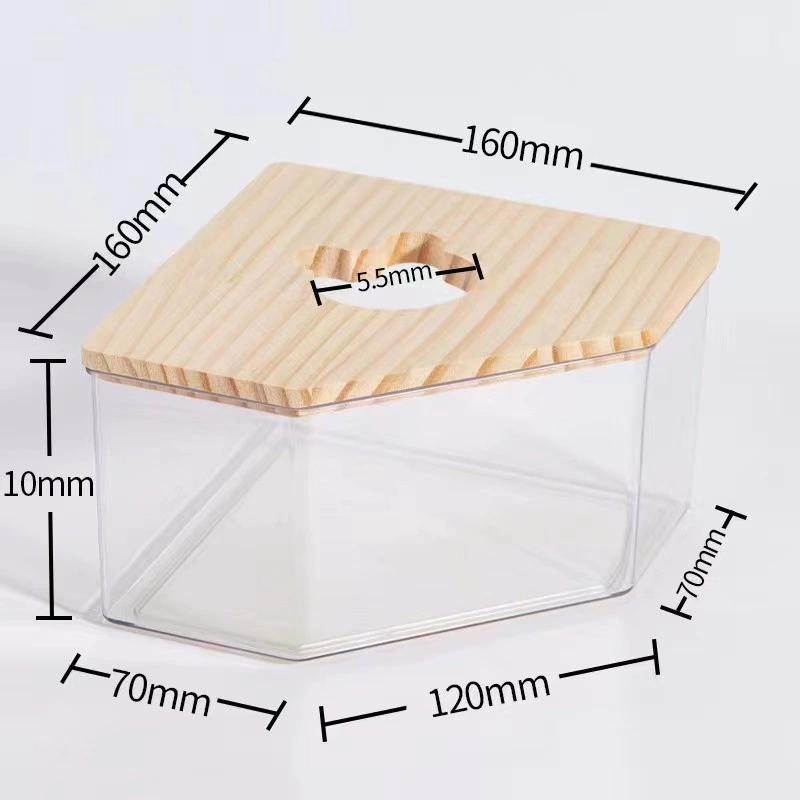 Hamster Sand Bath Shower Box Transparent Hamster Sand Bath Shower Room for Small Animals Accessories Large Pentagonal Solid Wood Model