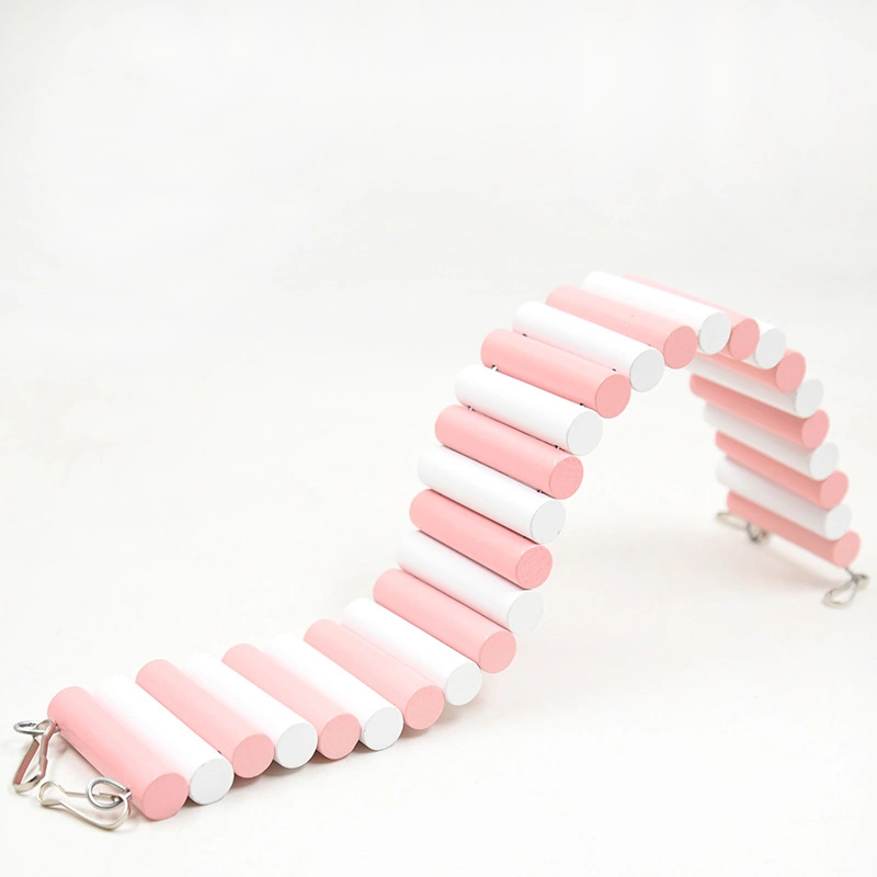 Wood Hamster Arch Bridge Bendable Colorful Small Animal Climbing Ladder for Hamsters Mice Rabbits Pink White Arch Bridge Climbing Ladder 6x50cm/2.4x20.0in